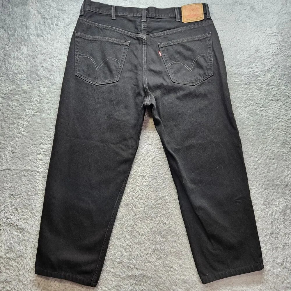 Levi's Mens Black 550 Jeans Relaxed 40x32 Made In USA Casual Neutral